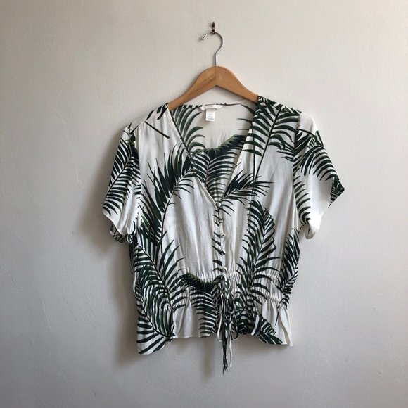 H&M Tops - Tropical Palm Print Blouse